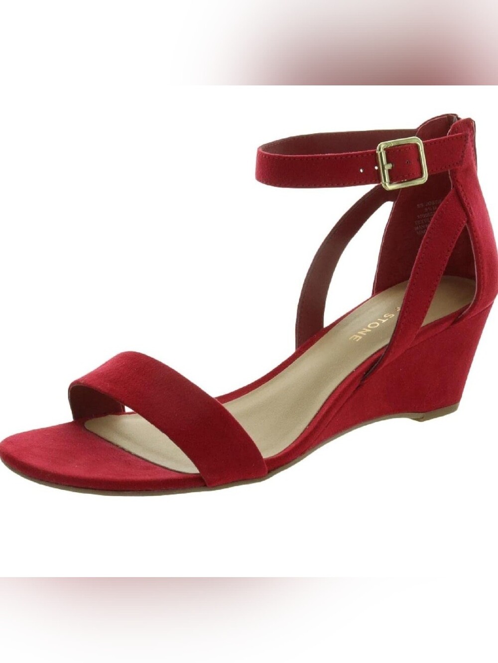 Sun + Stone Women's Jossie Faux Suede Wedge Sandals in red Size 8.5